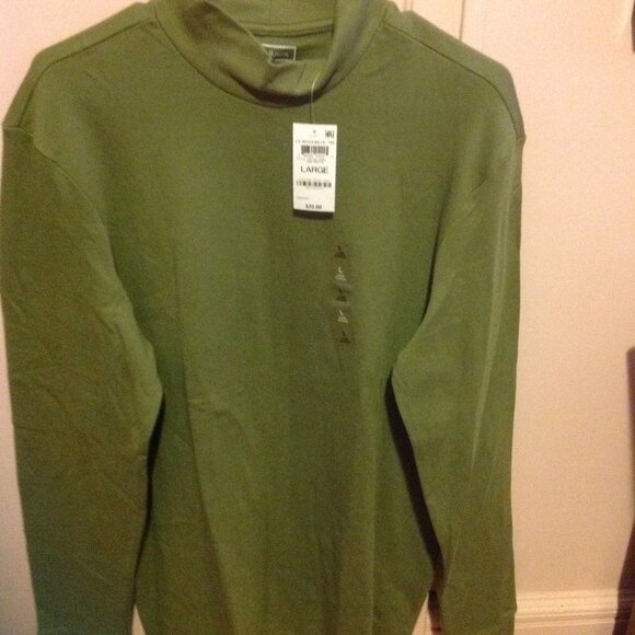 Club Room Men's Large Mock Turtleneck Lt Green Long Sleeve Shirt-New with Tags - Picture 3 of 6